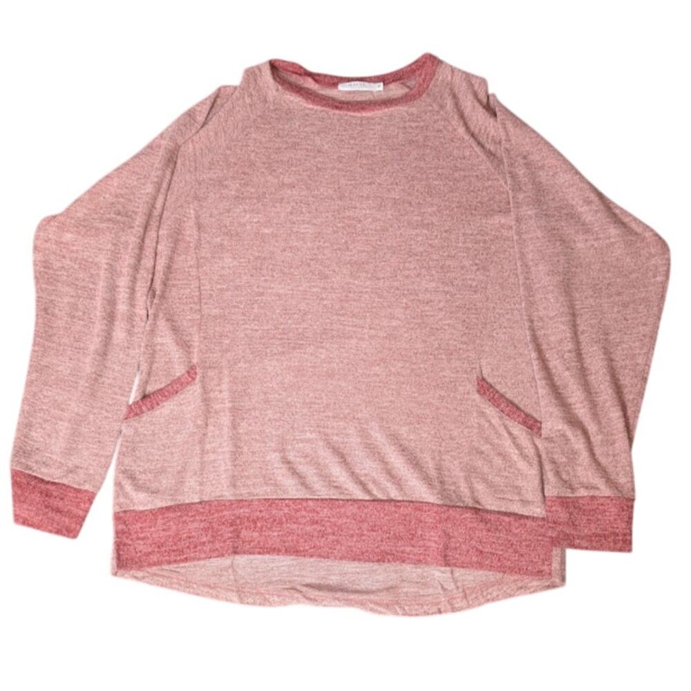 HAUTE EDITION Women's  Pink Slouchy Cozy Pocket Sweatshirt Tunic XL NWOT